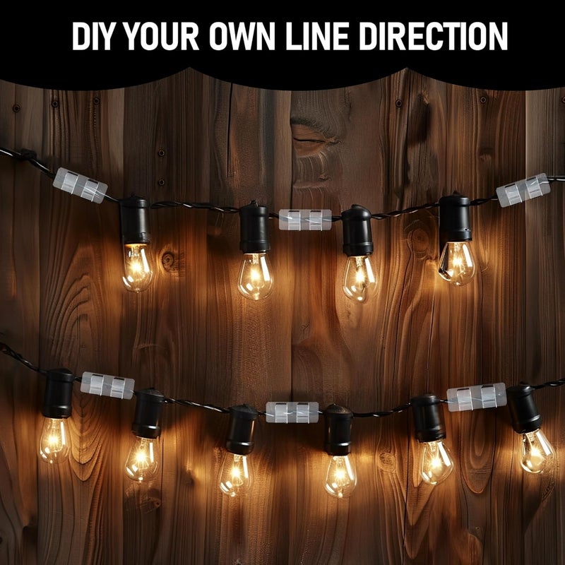 TW SHINE Hooks for Outdoor String Lights Clips, 60 Pack Heavy Duty Clips Clear Light Hook with Waterproof Adhesive Strips, Outside UV-Resistant Cord Hooks for Hanging Christmas Light Cable Organizer - Image 2